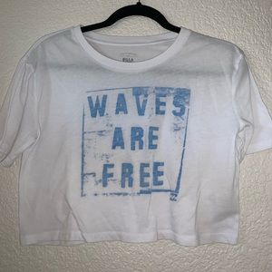 “Waves are free” White Crop Top